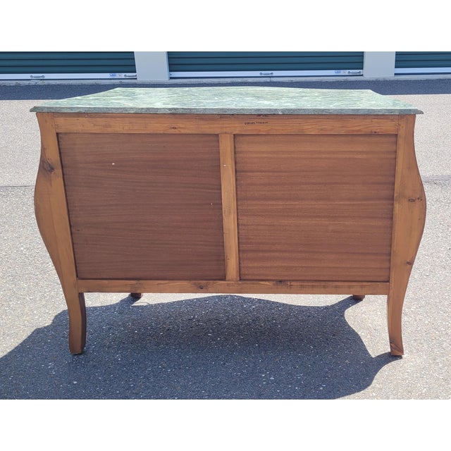 Wood 1950s Beautiful Louis XV Bombay Inlaid Marble Top Chest For Sale - Image 7 of 10