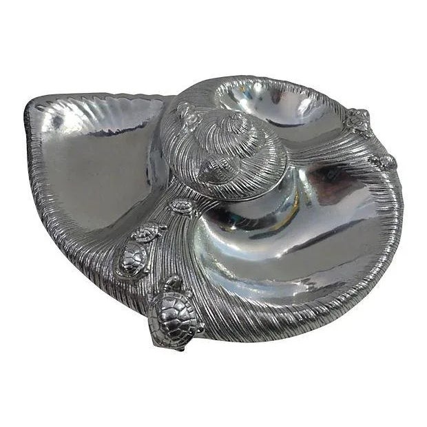 Seashell and Turtles Metal Snack Tray For Sale - Image 4 of 5