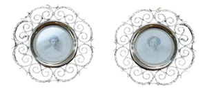 Antique Victorian English Brass Ring Photos Frames, Set of 2