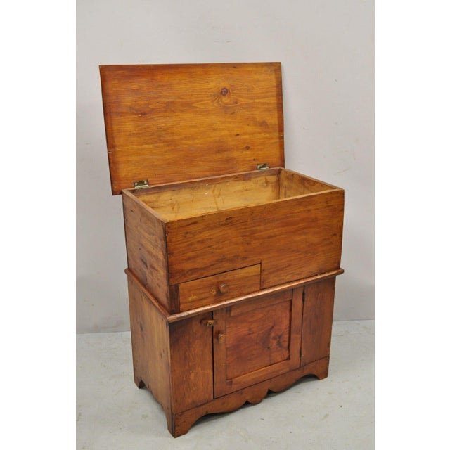 Antique Flip Top Primitive Colonial Pine Wood Washstand Commode Chairish