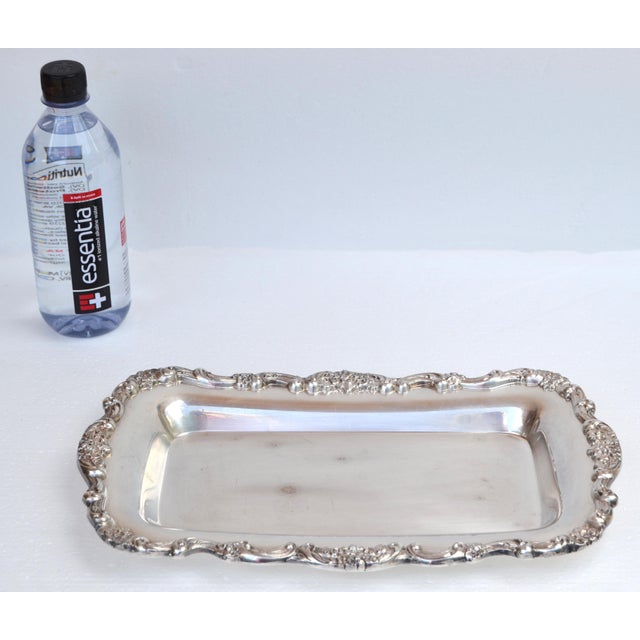 Metal 1950s International Silver Co. Silverplate Rectangle Embossed Bread Platter Serving Tray For Sale - Image 7 of 16