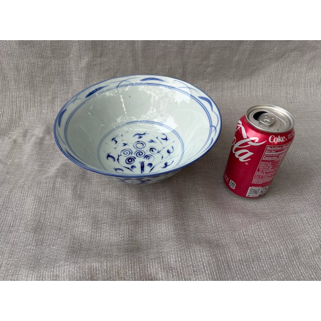 Vintage Blue and White Floral Chinese Bowl For Sale - Image 16 of 18
