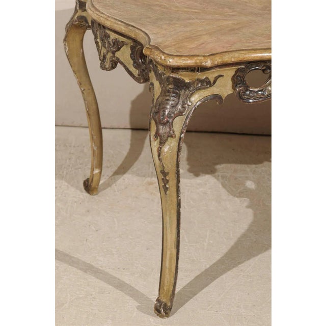 Italian Rococo Style Table Desk With Faux-Marble Top, 19th Century For Sale - Image 9 of 11