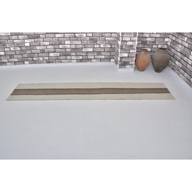 Textile 1950s Neutral Stripe Anatolian Kilim Rug For Sale - Image 7 of 10