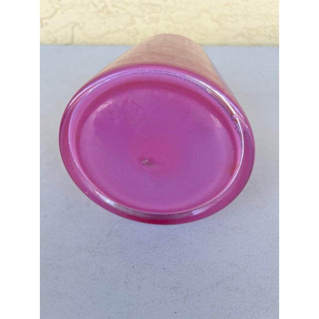 Vintage Pink Glass Vase Candle Holder For Sale - Image 4 of 6