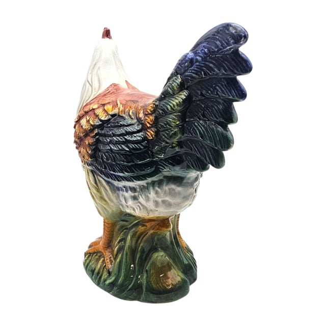 Italian Ceramic Rooster & Hen Pair 20" | Hand-Painted Signed Italy For Sale In San Francisco - Image 6 of 16