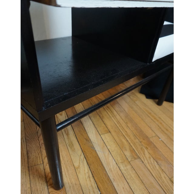 Glass 1950s French Raymond Loewy for Mengel Ebonized Telephone Stand For Sale - Image 7 of 13