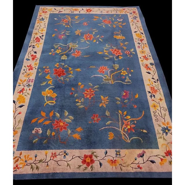 Antique Chinese Art Deco Rug, size: 6'0" x 8'9". This early 20th-century antique Chinese Art Deco area rug is a stunning...