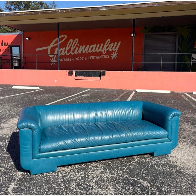 A custom leather sofa with a great frame and just the right amount of patina. Procured from a Davis Island mansion here in...