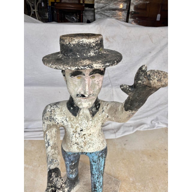 Early 20th Century Early 20th Century French Concrete Man Garden Statue For Sale - Image 5 of 12