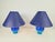 Vintage Blue Ceramic Sphere Table Lamps, 1970s, Set of 2 For Sale - Image 3 of 10
