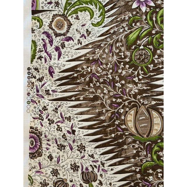 Textile Quadrille Les Indiennes Multicolor Multi Brown Taupe Lilac Fabric 302653f 3 Yards For Sale - Image 7 of 7