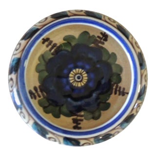 Vintage Round Blue and Green Decorative Dish For Sale