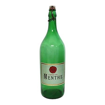 1930s Large French Crême De Menthe Bistro Bottle For Sale