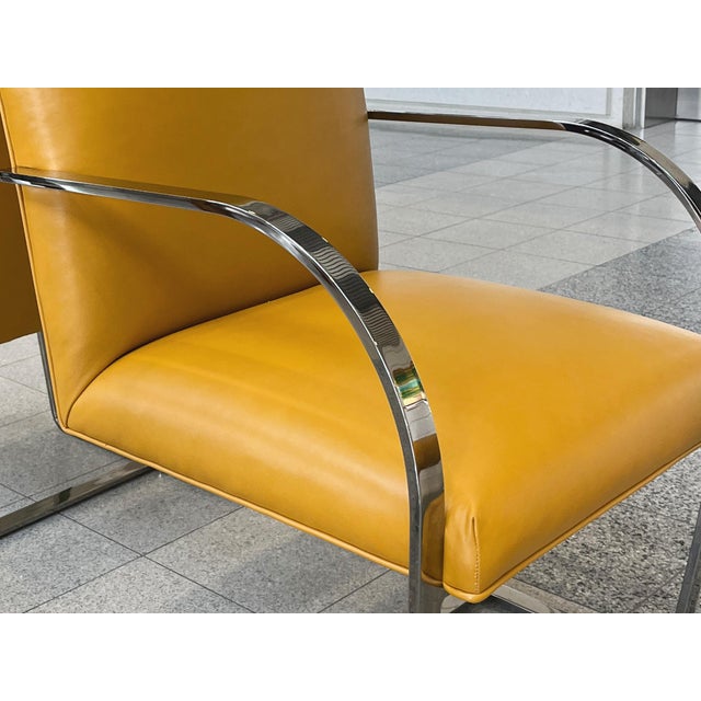 Chrome & Yellow Leather Chairs in the Style of Ludwig Mies Van Der Rohe & Lilly Reich - A Set of 6 For Sale - Image 10 of 15