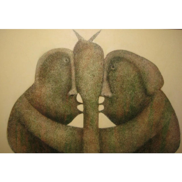 Textile Pareja Sobre Aves Ii Oil Painting by Carlos Alberto Leon Cruz For Sale - Image 7 of 13