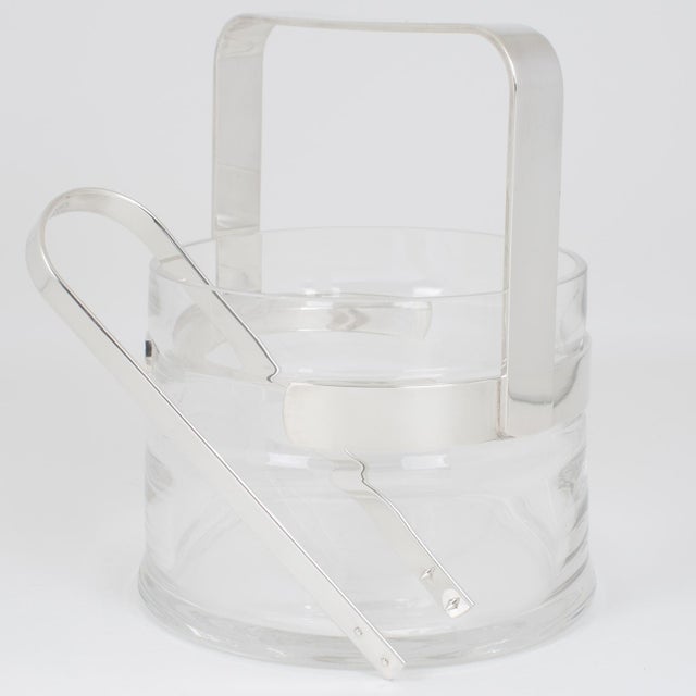 Transparent Silver Plate and Crystal Ice Bucket by Pm Italy, Circa 1980 For Sale - Image 8 of 12