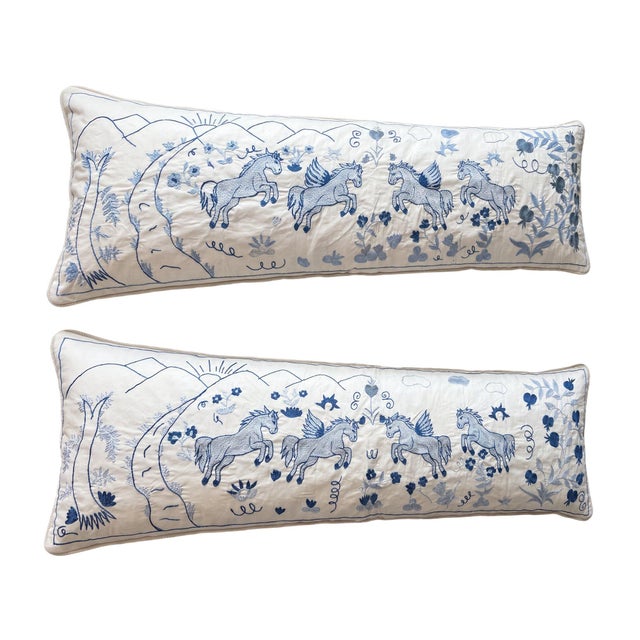 This beautiful 18'' x 56'' hand-embroidered Suzani pillow cover set was made from authentic Uzbek cotton fabric. The...