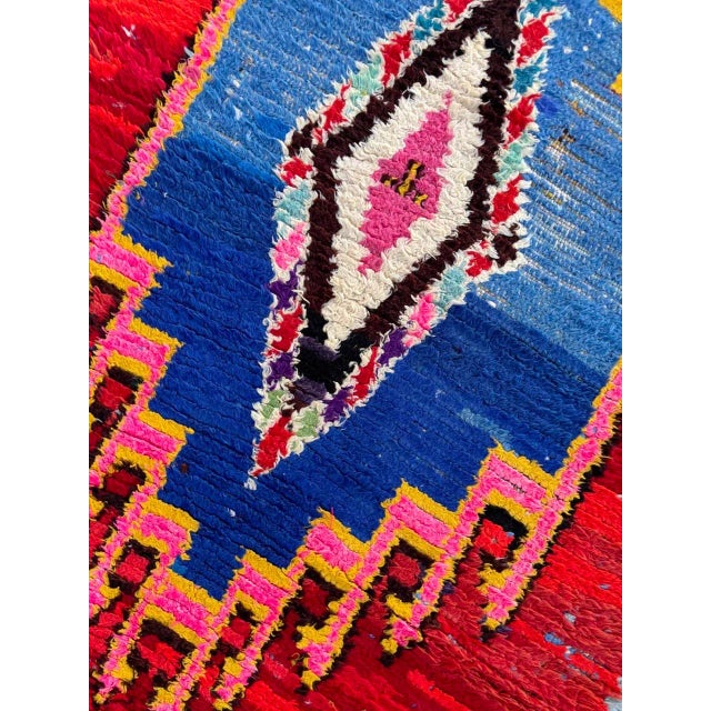 1980s Vintage Red Traditional Boucherouite Berber Moroccan Runner Rug For Sale - Image 5 of 10
