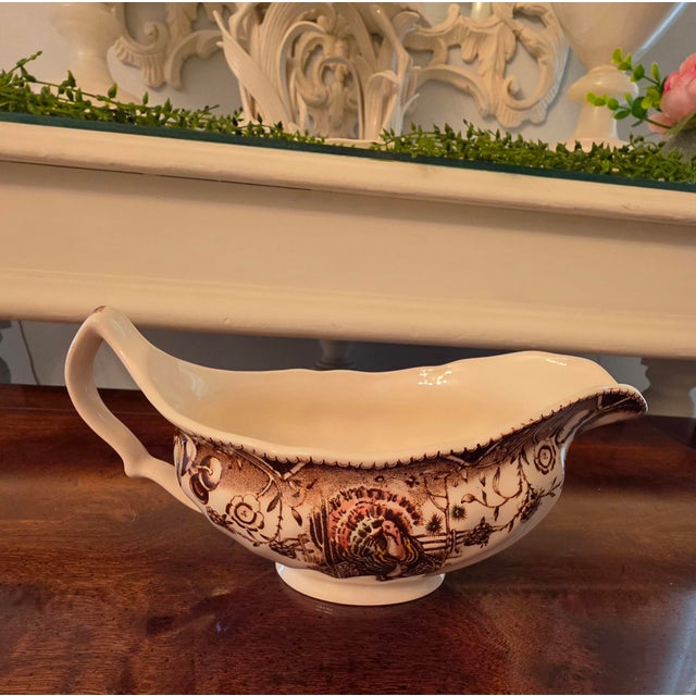 Mid 20th Century Vintage Johnson Brothers Gravy Boat and Relish Underplate England 2-Pieces For Sale - Image 5 of 11