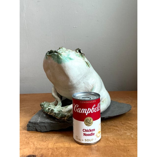 Vintage Ceramic Frog Sculpture on Stone Base For Sale - Image 9 of 14