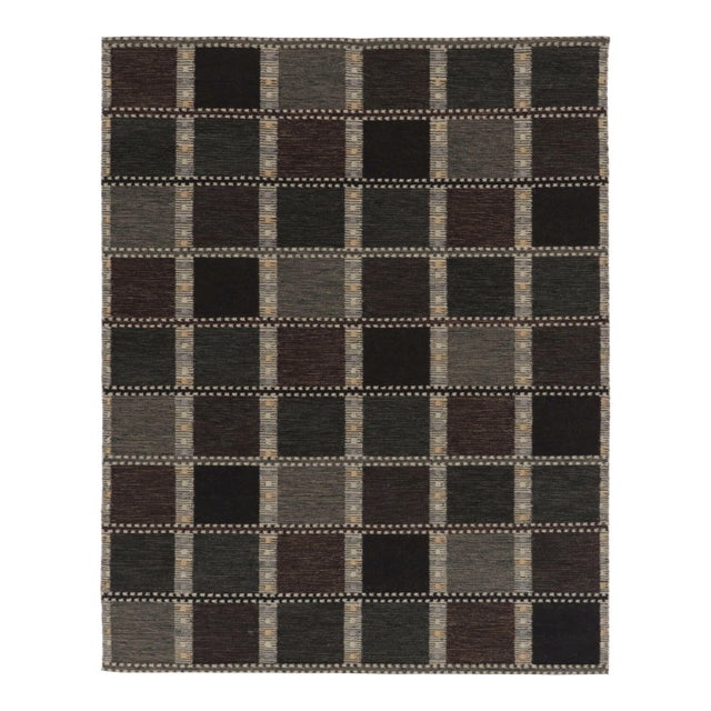 Rug & Kilim’s Scandinavian-Inspired Rug, Deep Purple and Teal Geometric Patterns For Sale