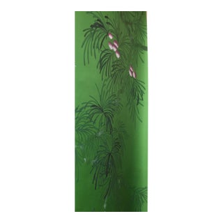 Hand Painted Chinoiserie Pine Branch Wallpaper Mural With Botanical Elegance For Sale