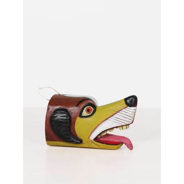 Mid 20th Century Mexican Folk Art Carved Wood Dog Mask For Sale - Image 12 of 13