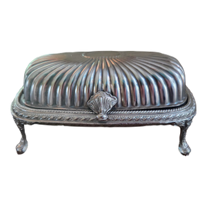 Vintage Silver Plated Domed Scalloped Butter Dish