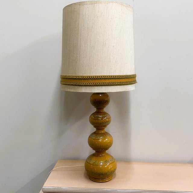 Large German Mustard Ceramic Lamp from Kaiser Leuchten, 1970s For Sale - Image 10 of 13