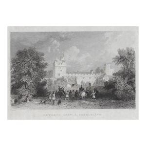 1844 Naworth Castle English Architectural Engraving
