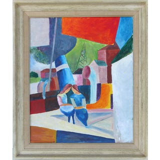 Colorful Mid-Century Modern Abstract Painting For Sale