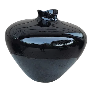 Late 20th Century Postmodern Art Deco Revival Black Vase