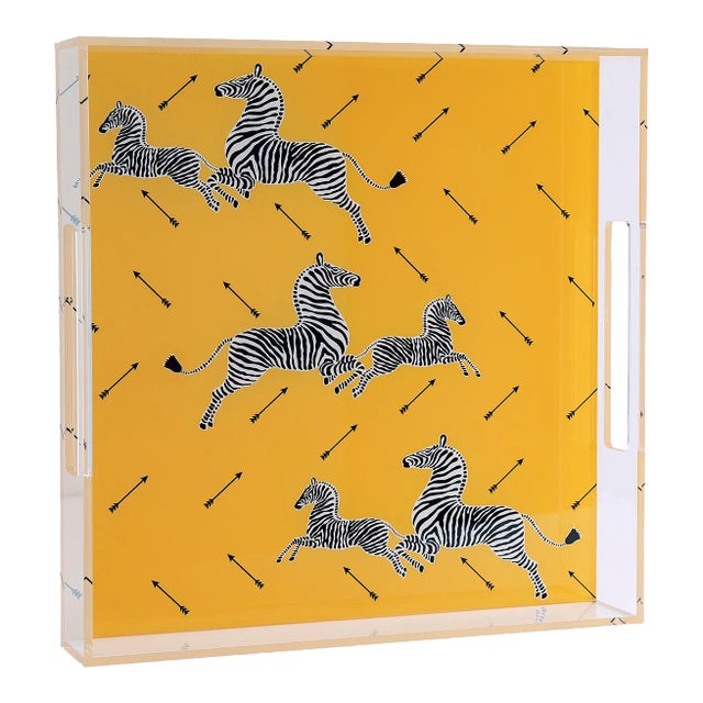 Scalamandre Maison by Port 68 Zebra Yellow Lucite Tray For Sale