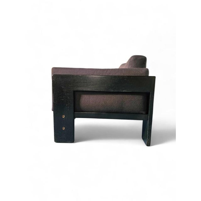 Two-seat sofa “Bastiano” from Afra & Tobia Scarpa for Gavina, Italy 60s. Black solid wood frame and fabric cushions...