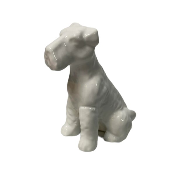White Late 20th Century Sitting Schnauzer Pup Dog in Snow White Porcelain For Sale - Image 8 of 12