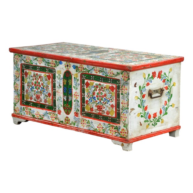 Folk Art Bridal Chest, 1948 For Sale