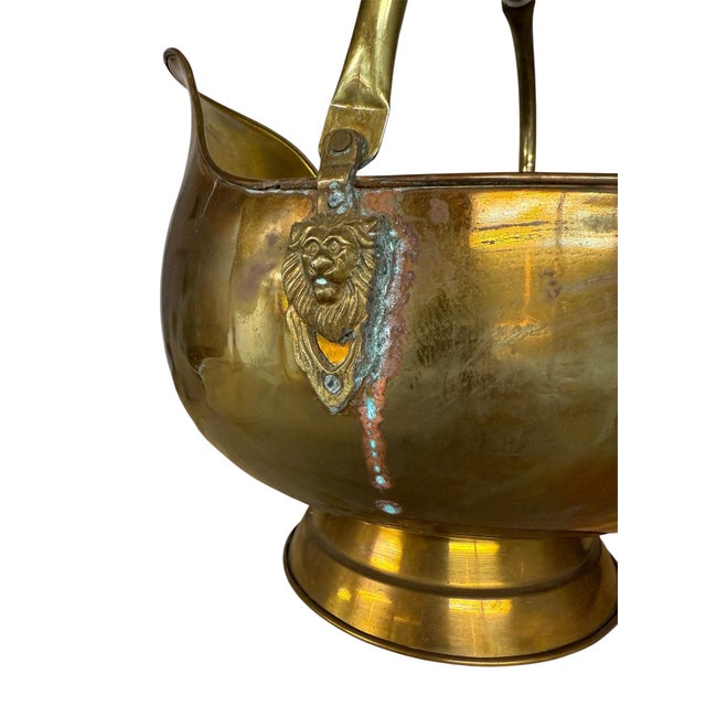 Late 20th Century Brass Fireplace Scuttle Bin For Sale - Image 5 of 6