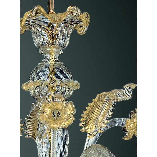 Venetian Hand-Blowing Floreal Luxury Gold-Leaf Murano Glass Chandelier For Sale - Image 4 of 6