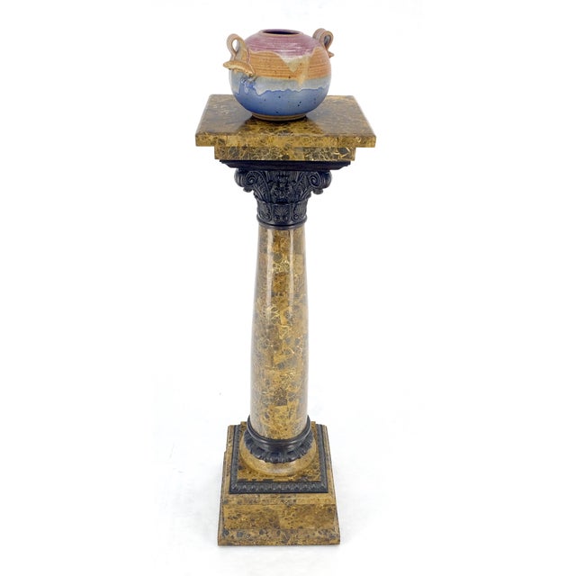 Neoclassical 14" Square Top Tapered Column Pedestal Stand Lamp Table MINT For Sale - Image 6 of 12