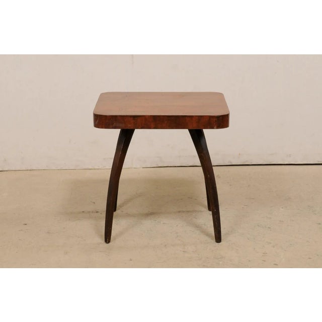 Brown Jindrich Halabala Designed Square-Shaped Wooden Side Table W/Spider Legs, 1930s For Sale - Image 8 of 13