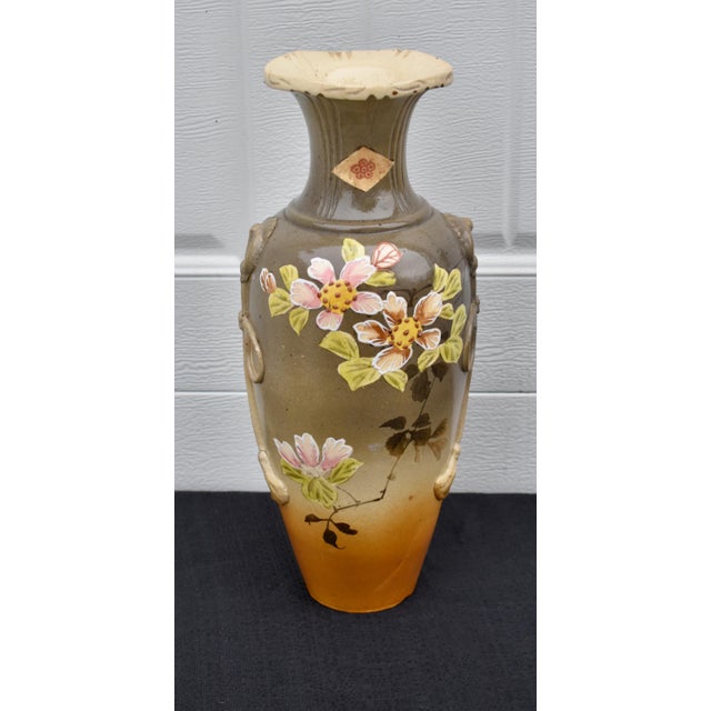 Antique ( 1920"s) Vase has a Satsuma Style. Painted Floral Details. Origin: Japan. Signed. The Measurements: 5"Diam. x...