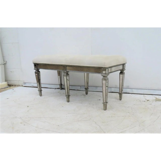 Early 21st Century Hollywood Regency Mirrored Bench For Sale - Image 5 of 5