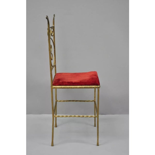 Gold Early 20th Century Antique Italian or Spanish Hollywood Regency Gold Iron Gothic Small Side Chair For Sale - Image 8 of 12