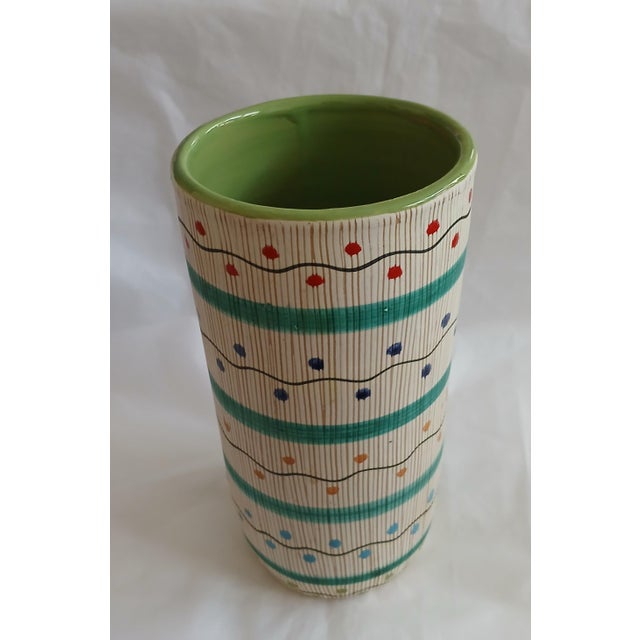 Mid-Century Modern 1970s MCM Signed Bica Deruta Italian Rare Pristine Art Pottery Vase. For Sale - Image 3 of 8