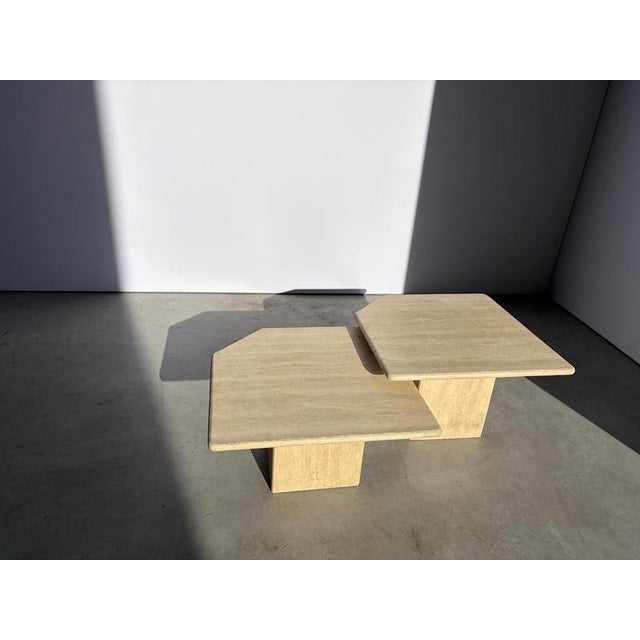 Gold Vintage Travertine Nesting Tables, 1970s, Set of 2 For Sale - Image 8 of 10