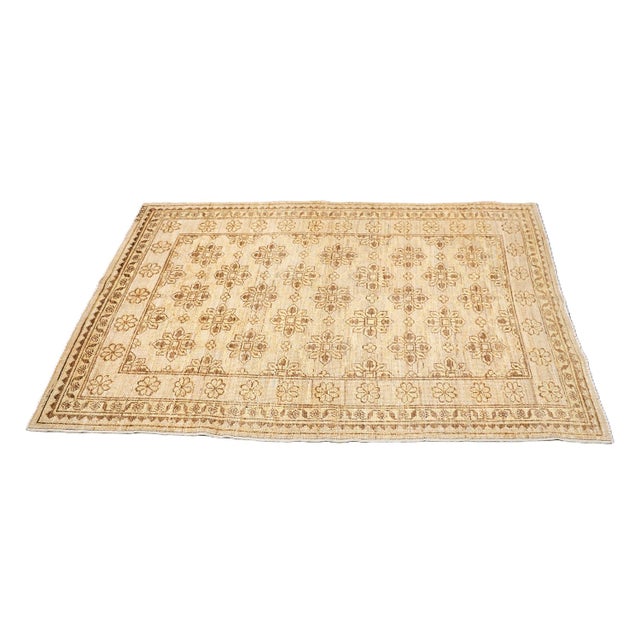 3'1" X 4'8" Small Ariana Samarkand Collection Soft Honey and Brown Semi Geometric Floral Rug (3' X 5') For Sale - Image 9 of 9