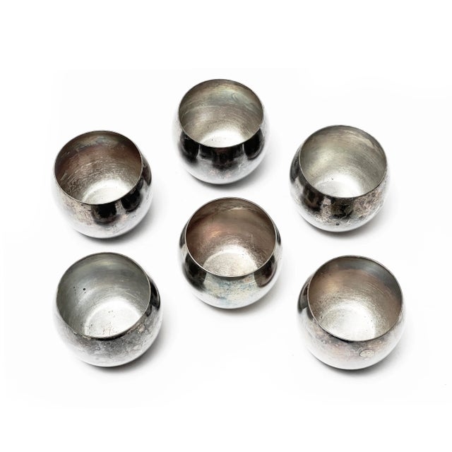 Mid-Century Modern Mid Century Modern Poole Epca Silver Plated Roly Poly Drinking Glasses - 6 Pieces For Sale - Image 3 of 4