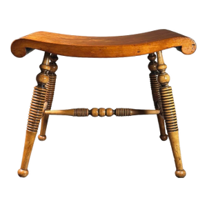 Antique 19th C. Restored Victorian Vanity Turned Leg Stool