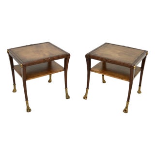 Regency Leather Top Side Tables, 1950s, Set of 2 For Sale